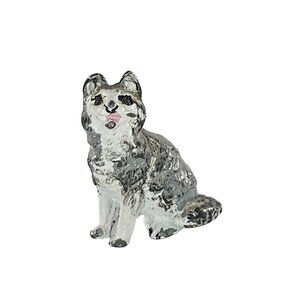 Miniature Hand Painted Cat Gray Tabby Miniature Figurine